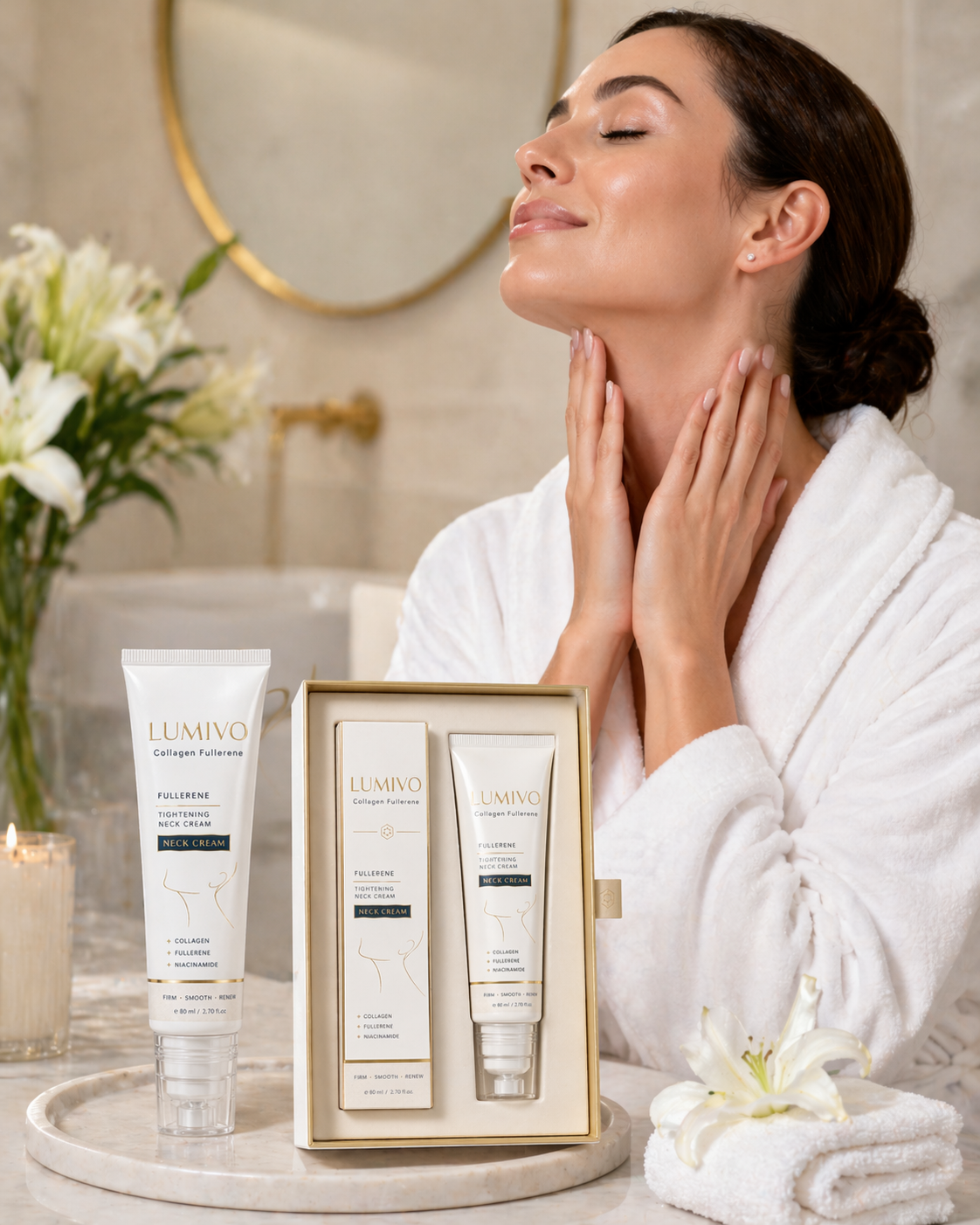 🎁Mother's Day Special-LUMIVO™🧴 Neck Firming Roller Cream with Collagen & Hyaluronic Acid